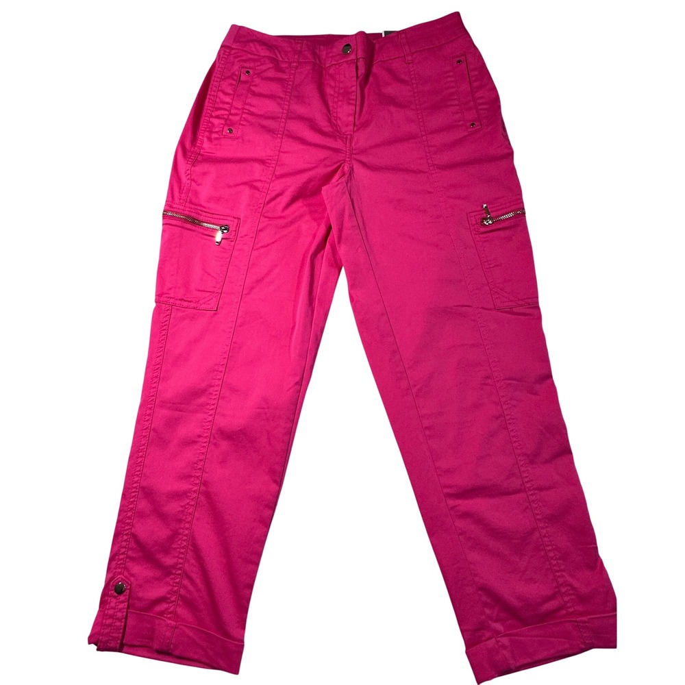 Chicos Luxe Twill Utility Crop Pants Pink Cargo Size 00 Ultimate Fit New